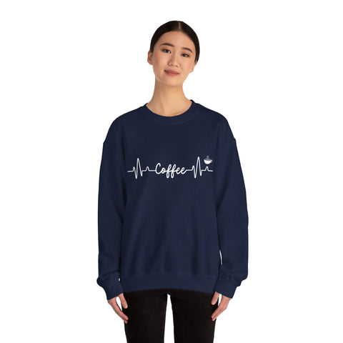 Coffee Heartbeat Crewneck Sweatshirt, Cozy Gift for Coffee Lovers, Unisex Pullover, Casual Wear, Perfect for Gifting