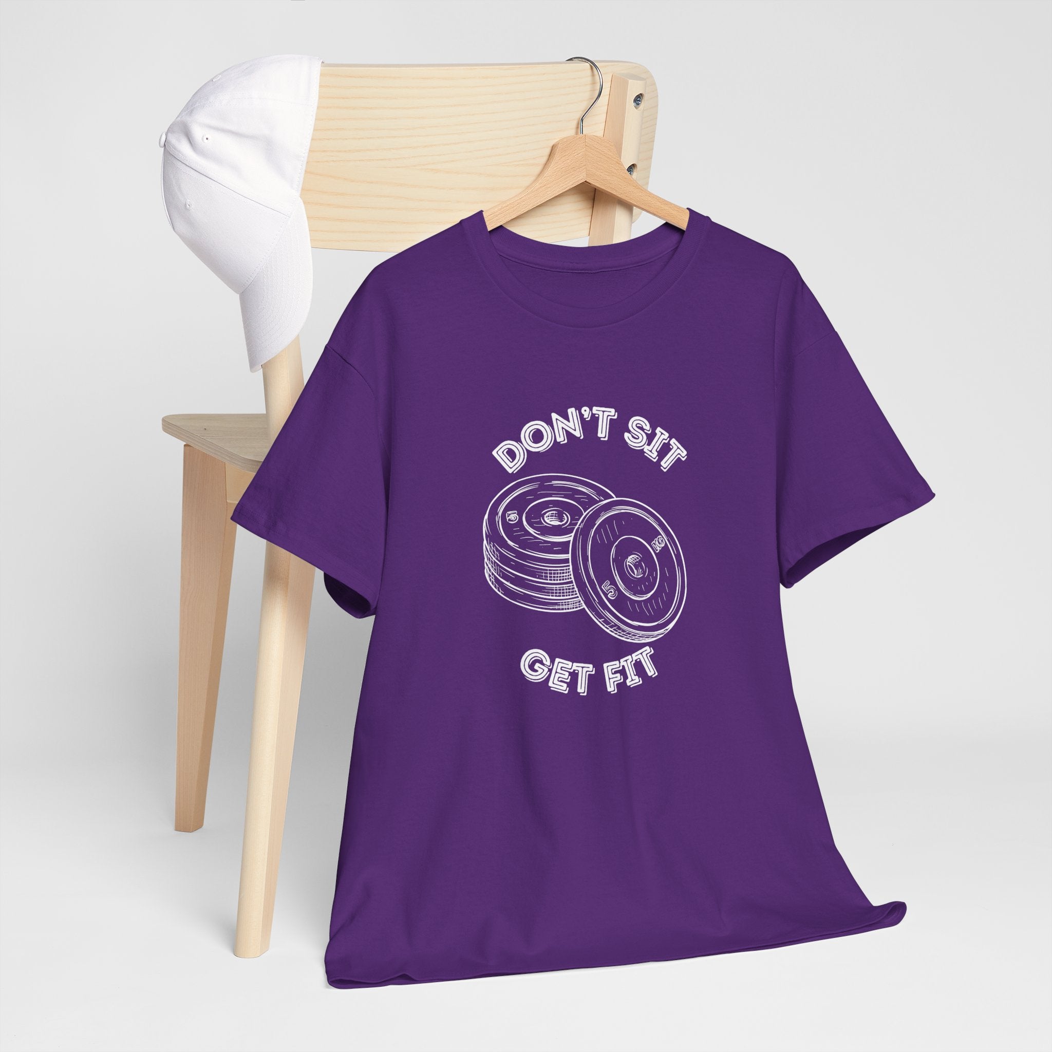 Motivational Fitness Tee - Don't Sit Get Fit, Gym Shirt, Workout Apparel, Fitness Gift, Activewear