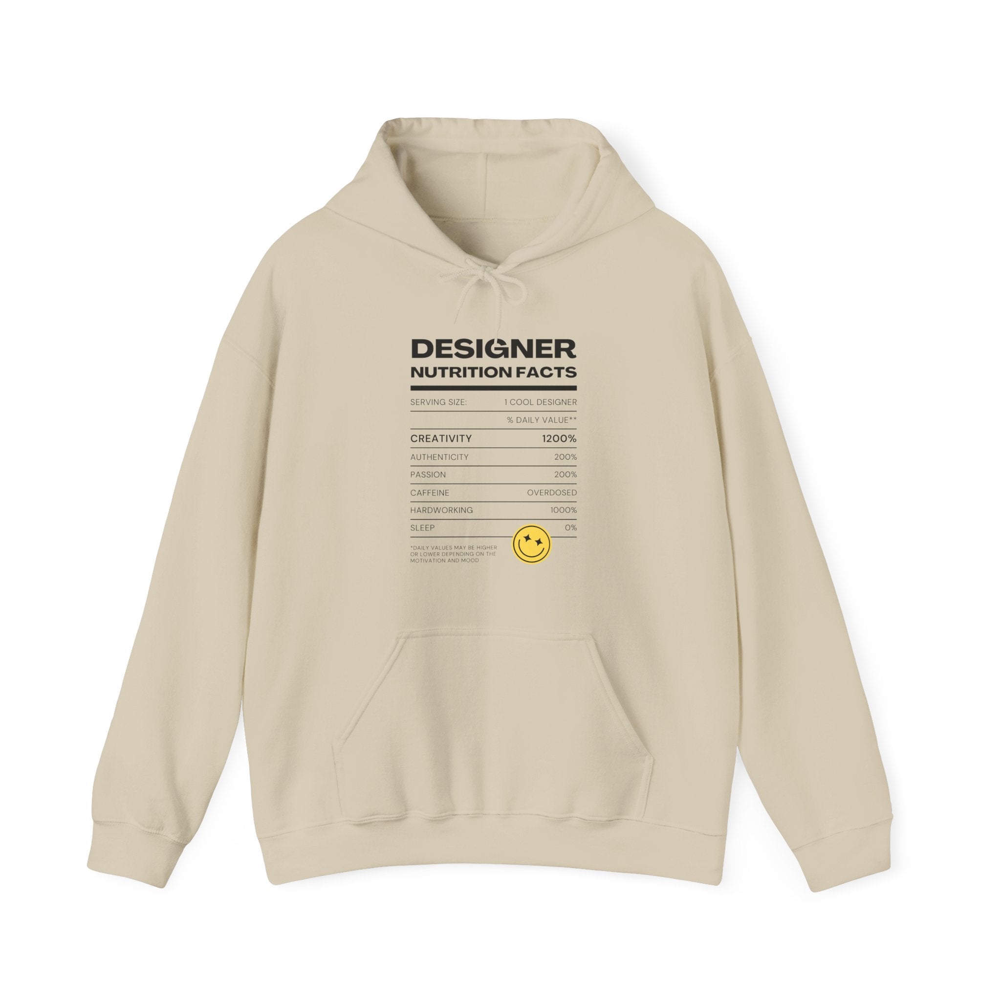 Creative Vibes Unisex Hoodie - Designer Nutrition Facts, Cozy Sweatshirt, Gift for Artists, Motivational Apparel, Inspiring Fashion