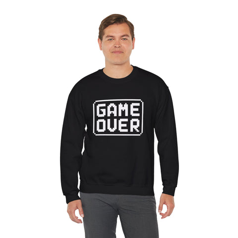 Pixel Art Game Over Sweatshirt, Retro Gaming Sweater, Cozy Unisex Pullover, Perfect Gift for Gamers, Versatile Casual Wear