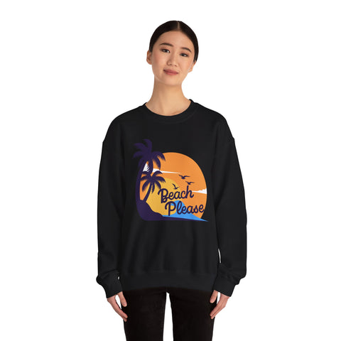 Beach Please Sweatshirt, Unisex Crewneck for Summer Vibes, Perfect for Vacations, Gifts, and Beach Days