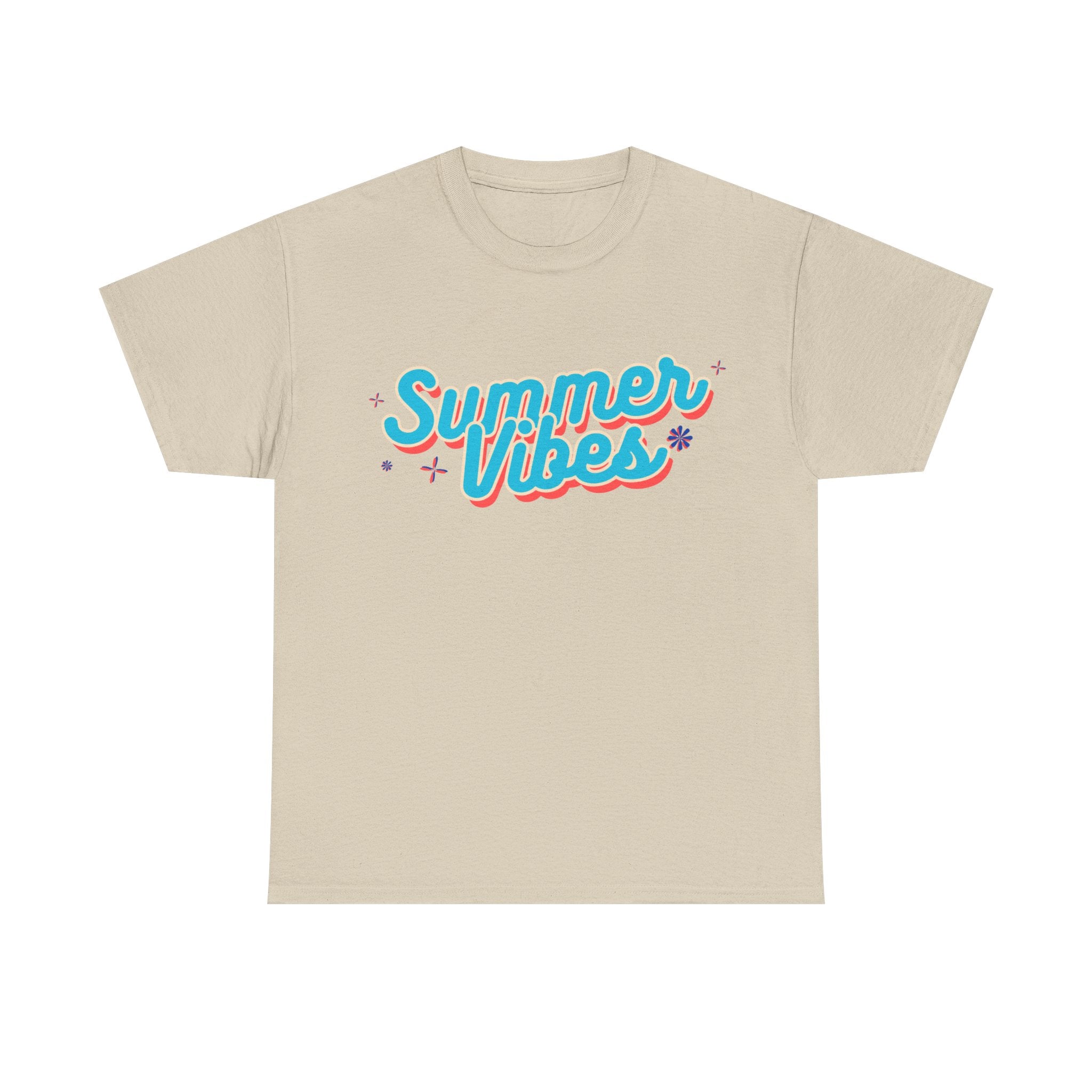 Summer Vibes Unisex Heavy Cotton Tee, Casual Summer Shirt, Beachwear, Gift for Friends, Vacation Essential, Fun Tee