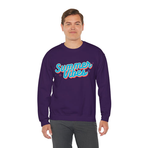 Retro Summer Vibes Crewneck Sweatshirt, Cozy Unisex Pullover, Perfect for Pool Parties, Beach Days, Summer Festivals, Gift Idea