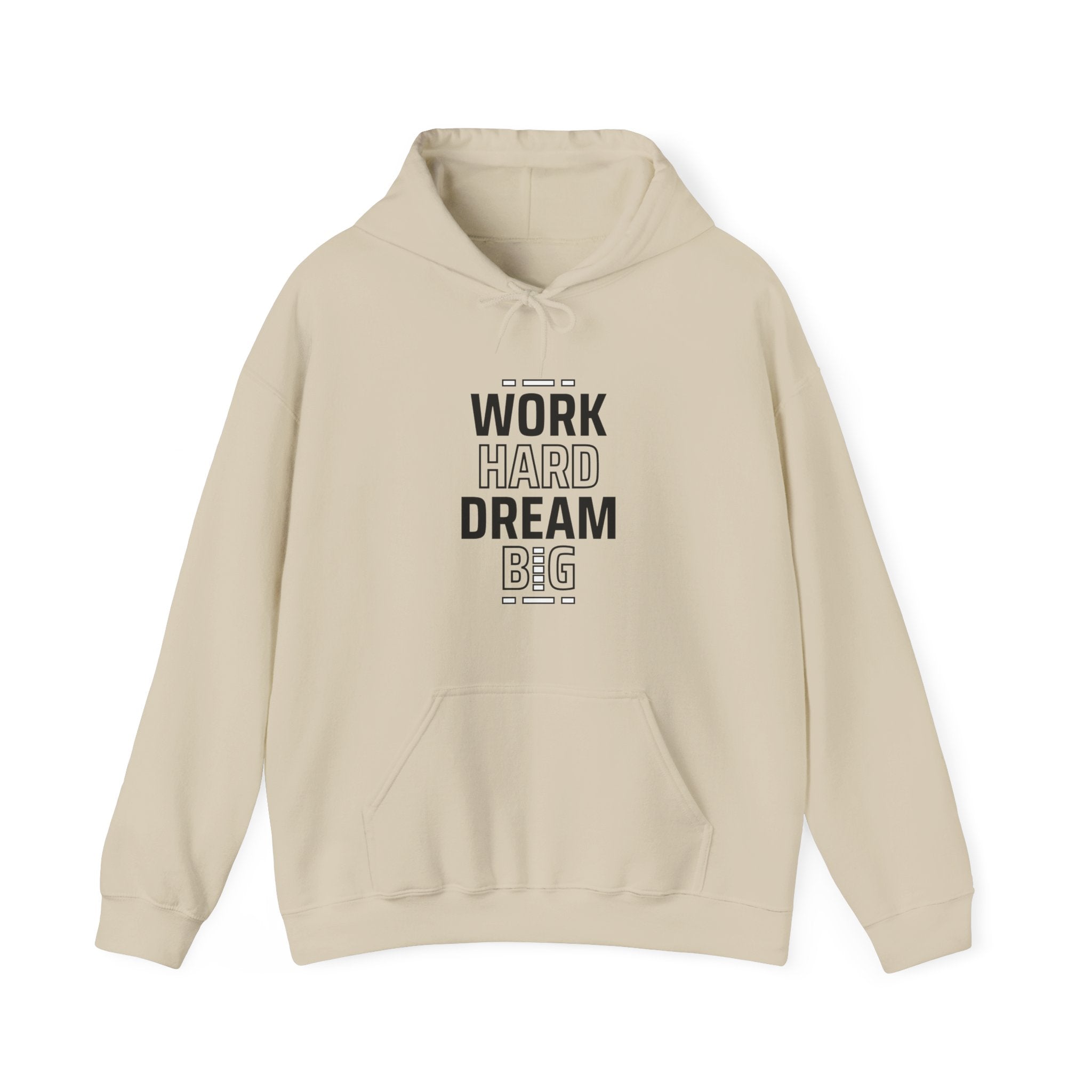 Motivational Hoodie, Unisex Hooded Sweatshirt, Work Hard Dream Big Pullover, Gift for Dreamers, Cozy Casual Wear, Inspirational Apparel,