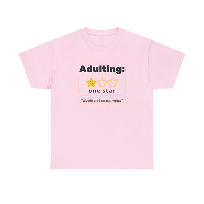 Funny Unisex Heavy Cotton Tee - 'Adulting: One Star' Graphic Tee