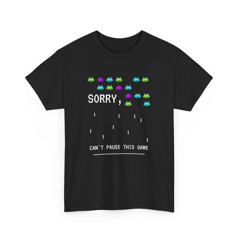 Retro Gamer Unisex Heavy Cotton Tee, Sorry Can't Pause This Game Shirt, Casual Wear T-Shirt, Fun Gaming Tee