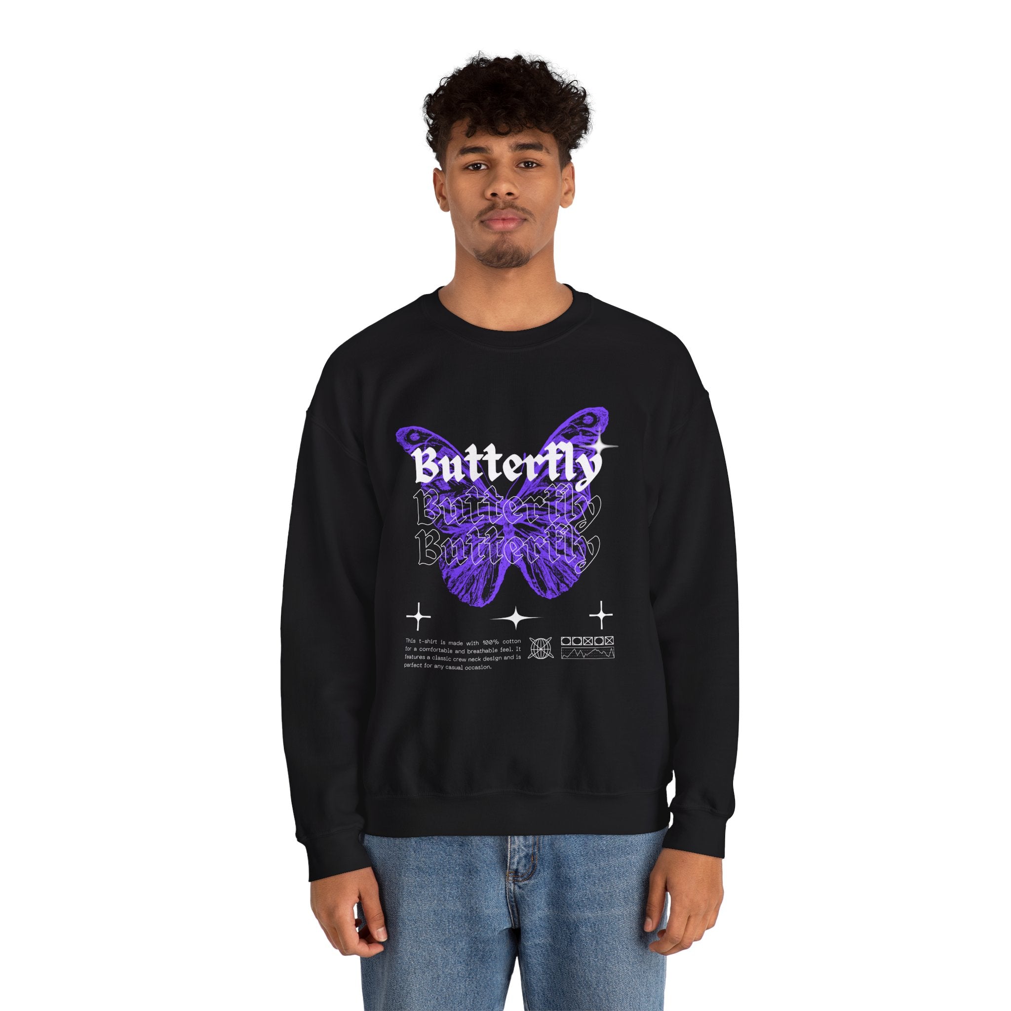 Butterfly Graphic Crewneck Sweatshirt, Unisex Sweatshirt, Cozy,Streetwear Fashion, Spring Wardrobe Essential, Butterfly Lover's Gift