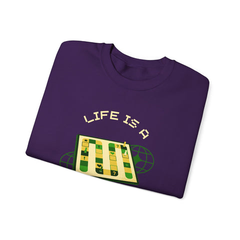 Game Board Life Is a Game Crewneck Sweatshirt, Casual Fun Gaming Sweatshirt