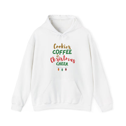 Cookies Coffee & Christmas Cheer Hoodie, Holiday Sweatshirt, Winter Apparel, Cozy Gift, Seasonal Wear, Festive Fashion