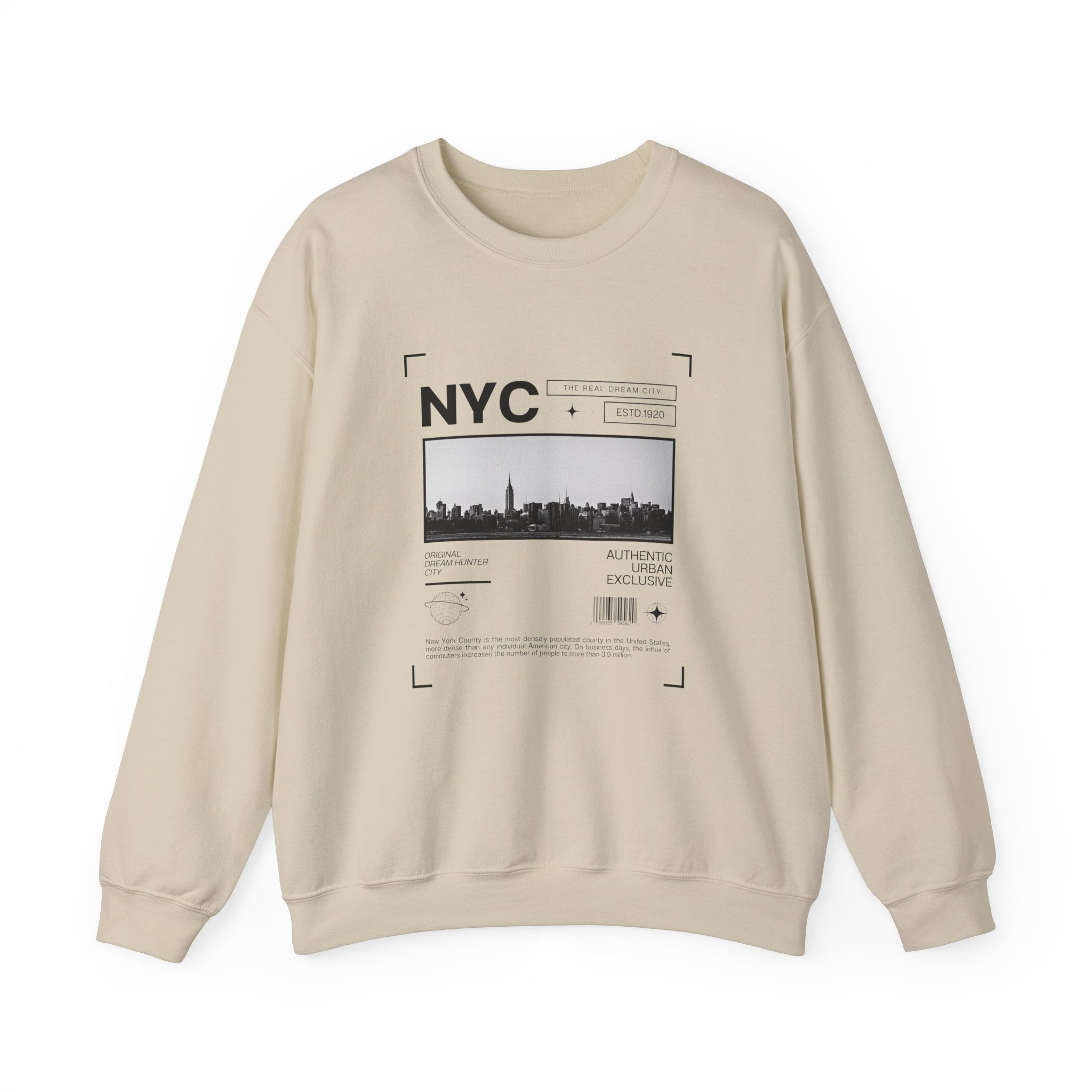 NYC Graphic Crewneck Sweatshirt - Urban Streetwear Pullover, Gift for Travelers, Unisex Sweatshirt