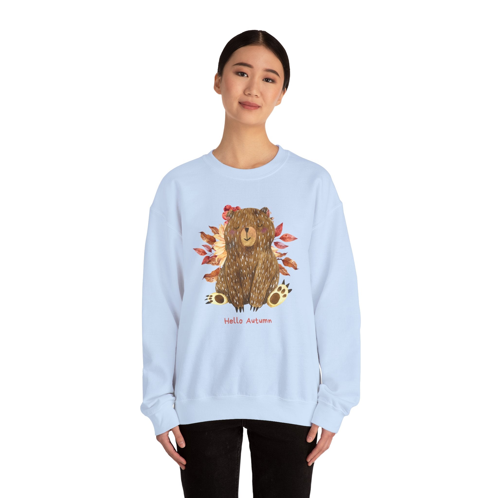 Cozy Bear Sweatshirt for Autumn, Unisex Crewneck with Fall Vibes, Ideal for Thanksgiving, Casual Wear