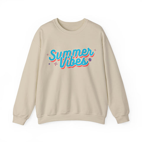 Retro Summer Vibes Crewneck Sweatshirt, Cozy Unisex Pullover, Perfect for Pool Parties, Beach Days, Summer Festivals, Gift Idea