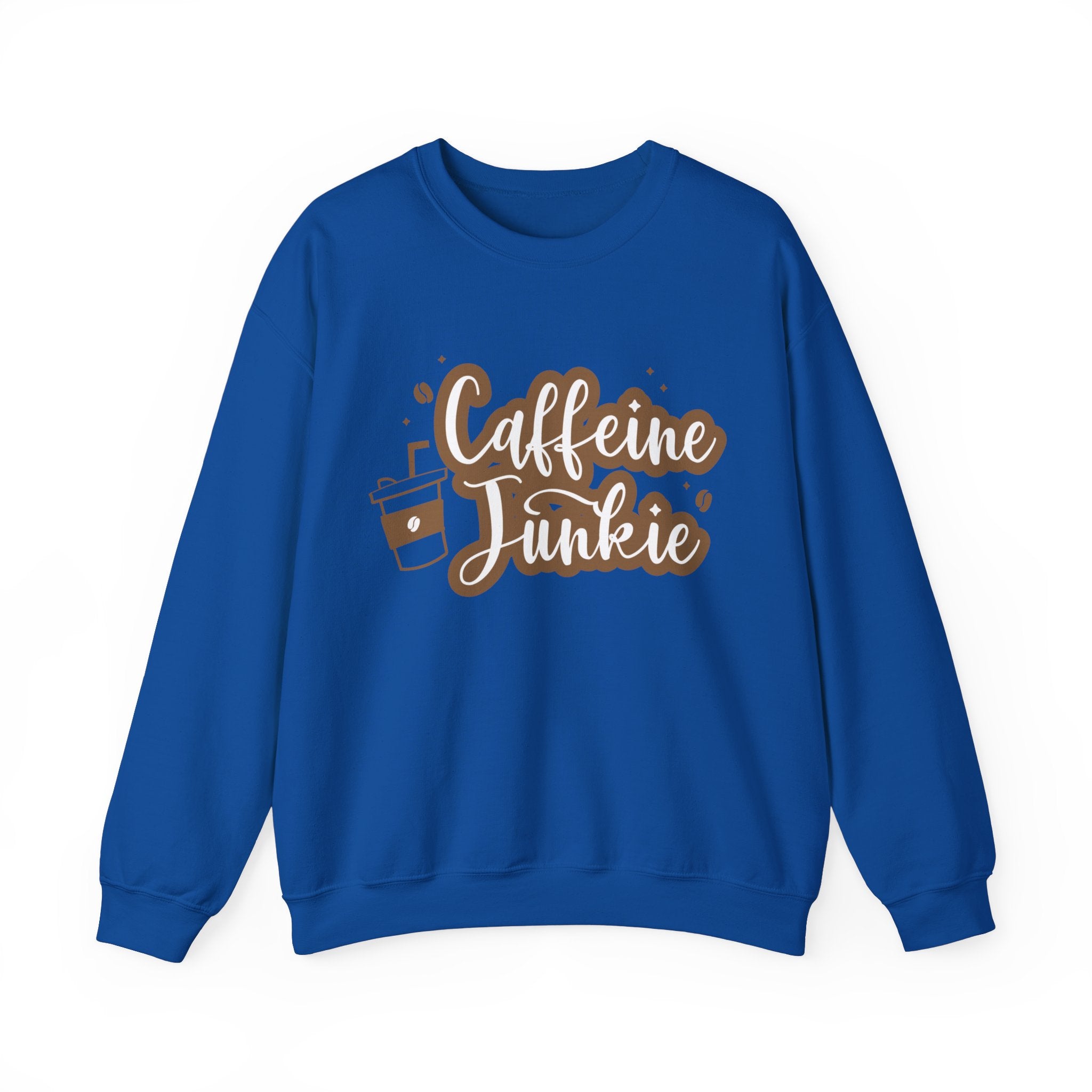 Caffeine Junkie Crewneck Sweatshirt | Cozy Gift for Coffee Lovers, Perfect for Fall, Everyday Wear, Casual Style, Gift for Her