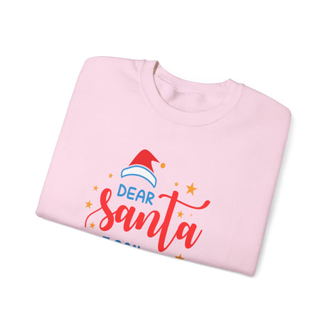 Pink 'Dear Santa' Christmas sweatshirt for holiday apparel.