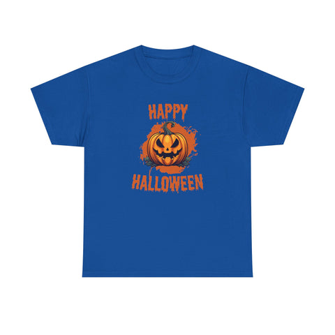 Halloween Unisex Heavy Cotton Tee, Spooky Pumpkin Graphic, Fall Festival Shirt, Halloween Party Top, Casual Autumn Apparel