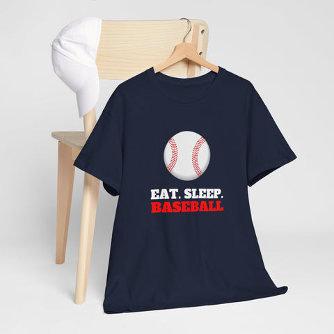 Eat Sleep Baseball Unisex Heavy Cotton Tee, Sports Fans, Gifts for Baseball Lovers, Casual Wear