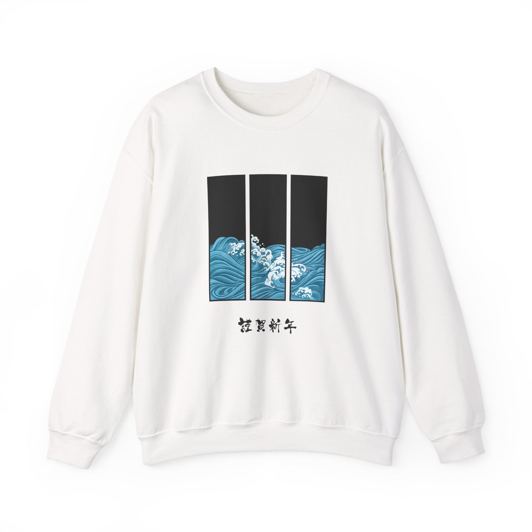 Japanese inspired Wave Art Unisex Crewneck Sweatshirt - Cozy Ocean Vibes, Perfect for Beach Lovers, Casual Wear, Summer Fashion