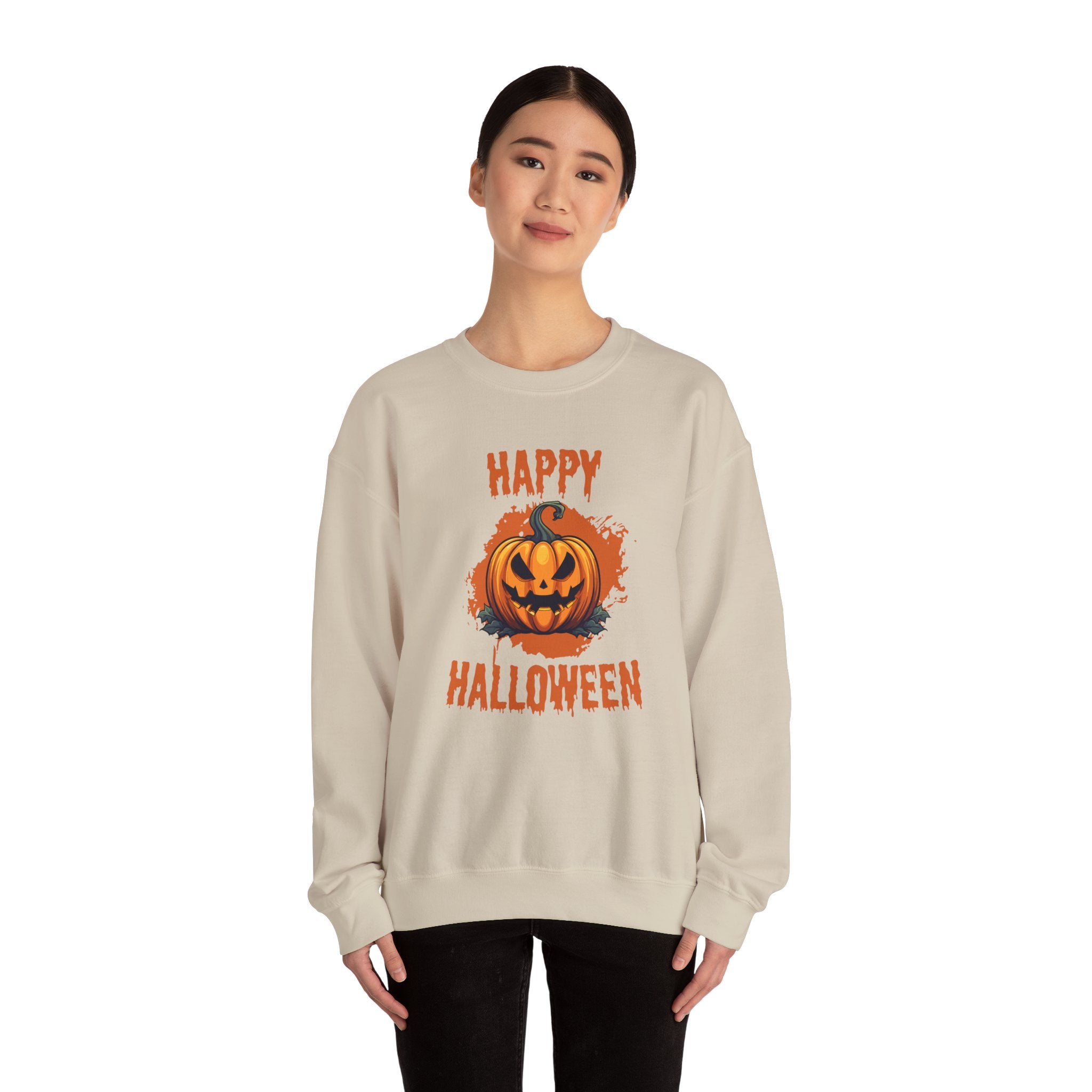 Halloween Pumpkin Crewneck Sweatshirt, Cozy Fall Sweater for Halloween, Unisex Sweatshirt, October Celebration Apparel