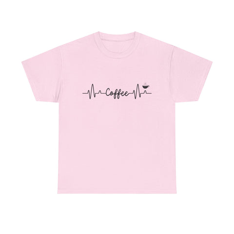Coffee Heartbeat Unisex Tee, Ideal for Coffee Lovers, Birthday Gift, Casual Wear, Everyday Comfort, Coffee Tee Shirt, Coffee Lover Shirt,