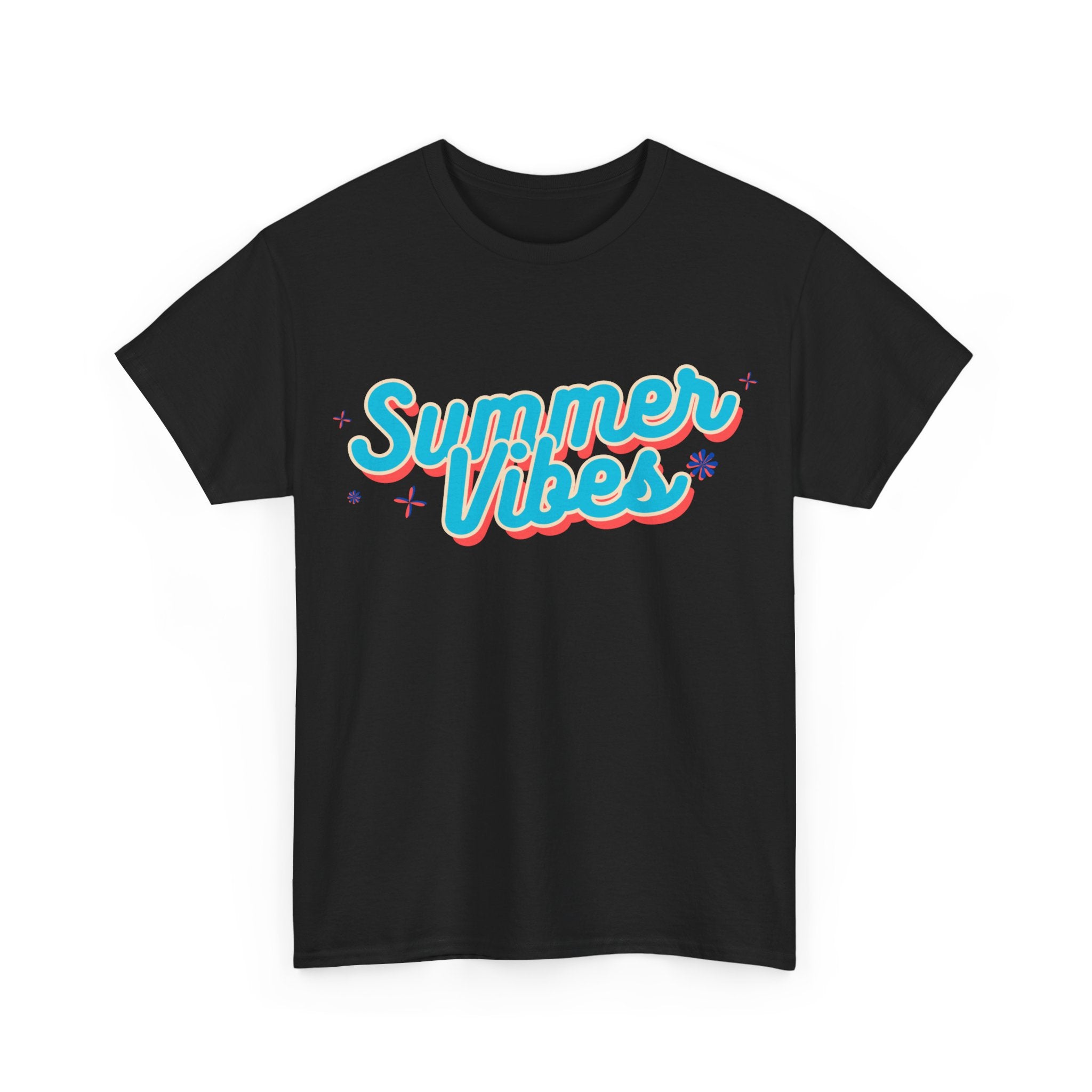 Summer Vibes Unisex Heavy Cotton Tee, Casual Summer Shirt, Beachwear, Gift for Friends, Vacation Essential, Fun Tee