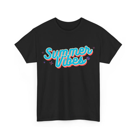 Summer Vibes Unisex Heavy Cotton Tee, Casual Summer Shirt, Beachwear, Gift for Friends, Vacation Essential, Fun Tee