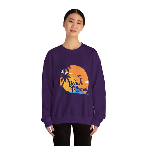Beach Please Sweatshirt, Unisex Crewneck for Summer Vibes, Perfect for Vacations, Gifts, and Beach Days
