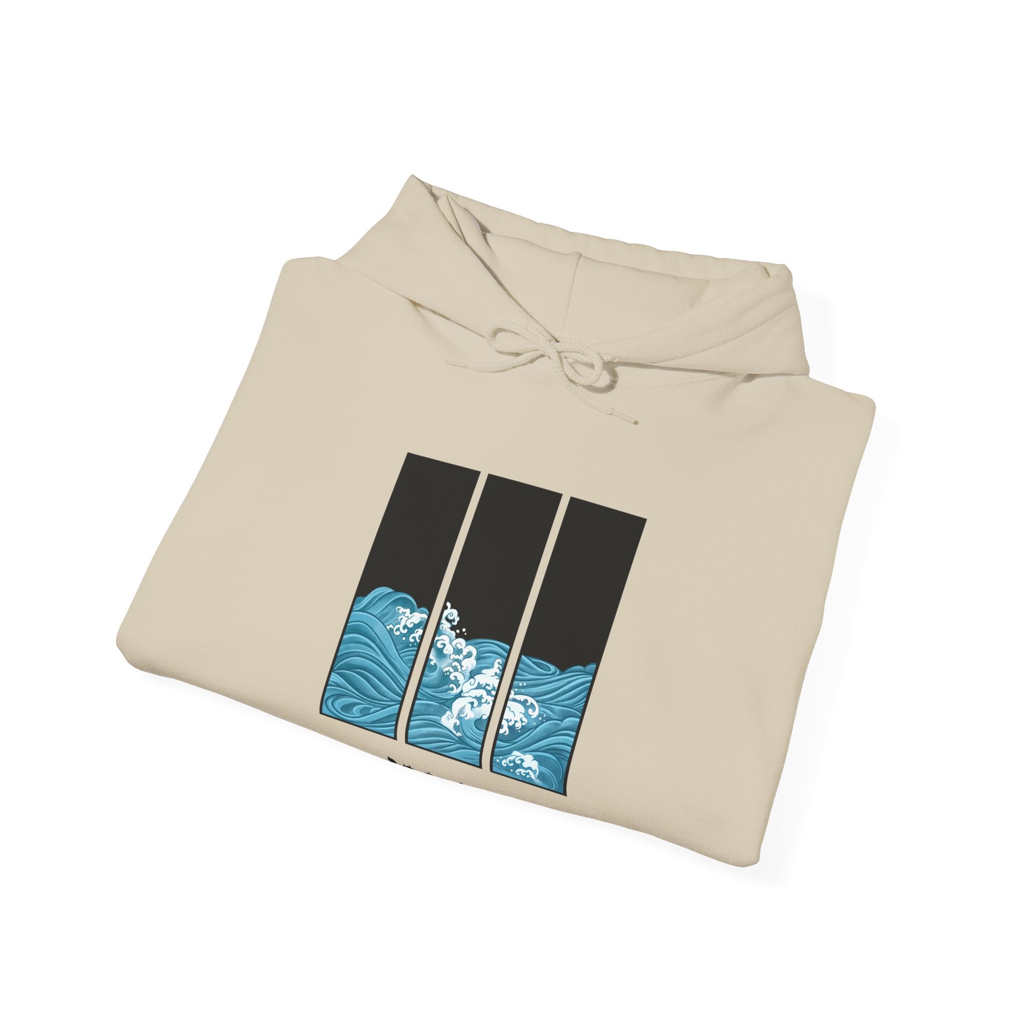 Japanese Inspired Ocean Waves Graphic Hoodie - Relaxed Vibe, Perfect for Beach Lovers, Unisex Gift for Sea Enthusiasts, Casual Summer Outfit