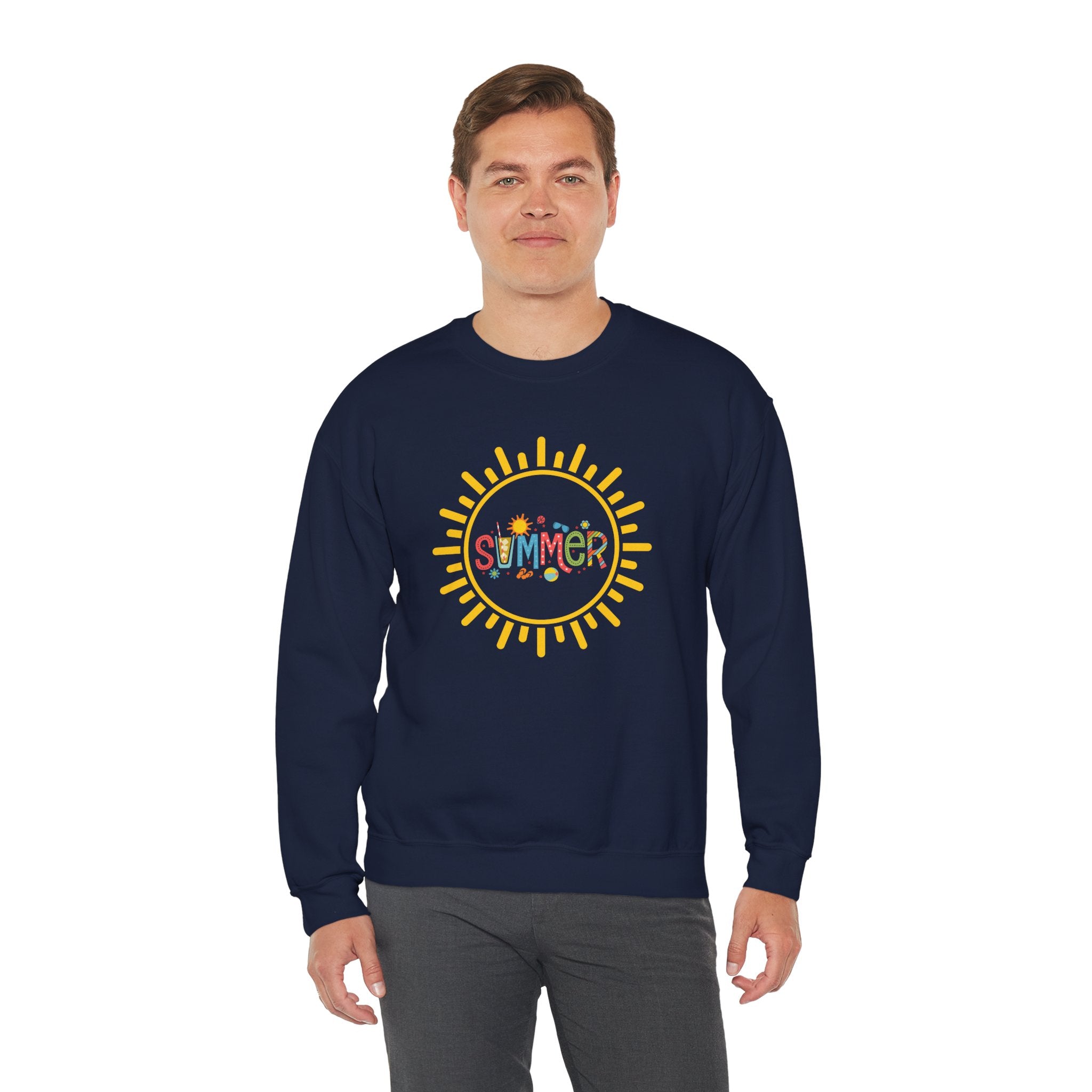 Cheerful Summer Sun Sweatshirt, Cozy Crewneck, Unisex Pullover, Vacation Wear