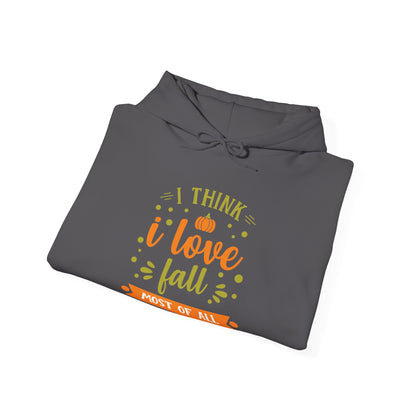 Cozy Fall Love Sweatshirt - I Think I Love Fall Most of All - Perfect for Autumn Days, Gift for Nature Lovers, Unisex Hoodie,