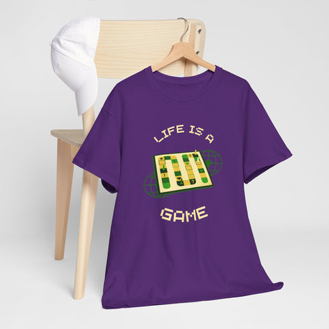 Life is a Game Unisex Heavy Cotton Tee, Casual Wear, Fun Gaming T-Shirt, Everyday Comfort