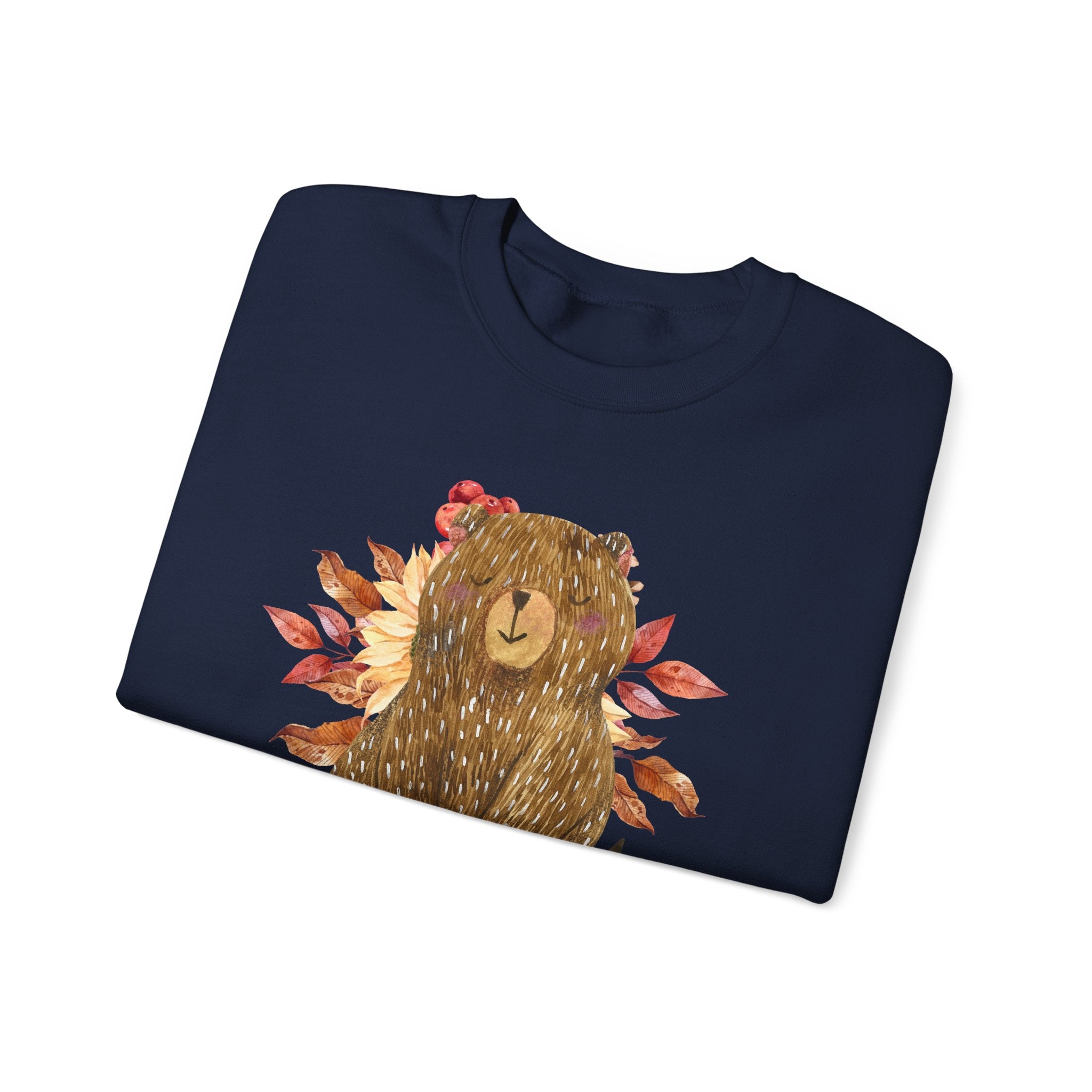 Cozy Bear Sweatshirt for Autumn, Unisex Crewneck with Fall Vibes, Ideal for Thanksgiving, Casual Wear