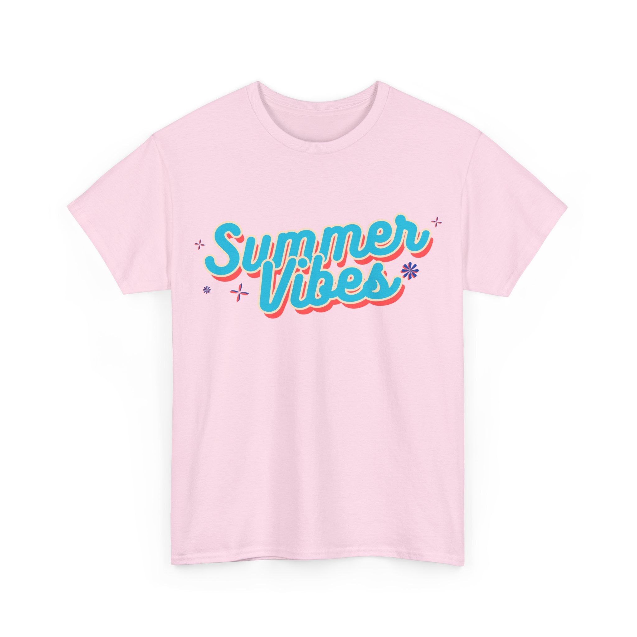 Summer Vibes Unisex Heavy Cotton Tee, Casual Summer Shirt, Beachwear, Gift for Friends, Vacation Essential, Fun Tee
