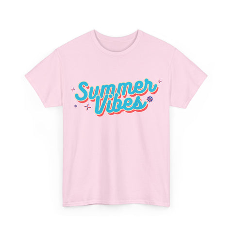 Summer Vibes Unisex Heavy Cotton Tee, Casual Summer Shirt, Beachwear, Gift for Friends, Vacation Essential, Fun Tee