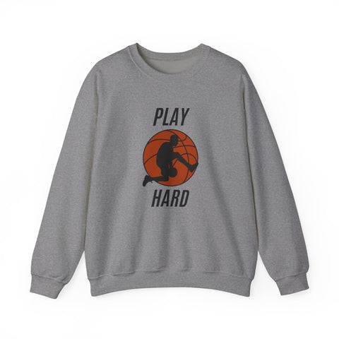 Play Hard Basketball Crewneck Sweatshirt, Unisex Sportswear, Active Lifestyle Sweatshirt, Perfect for Athletes and Coaches