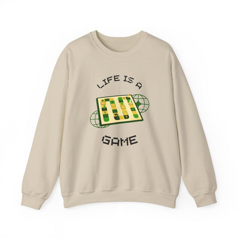 Game Board Life Is a Game Crewneck Sweatshirt, Casual Fun Gaming Sweatshirt