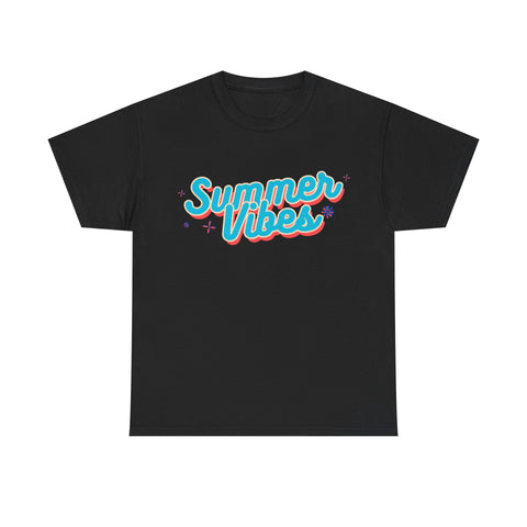 Summer Vibes Unisex Heavy Cotton Tee, Casual Summer Shirt, Beachwear, Gift for Friends, Vacation Essential, Fun Tee