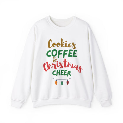 Christmas Cheer Sweatshirt, Cozy Holiday Apparel, Unisex Crewneck, Perfect for Christmas and Winter Gatherings, Gift for Coffee Lovers