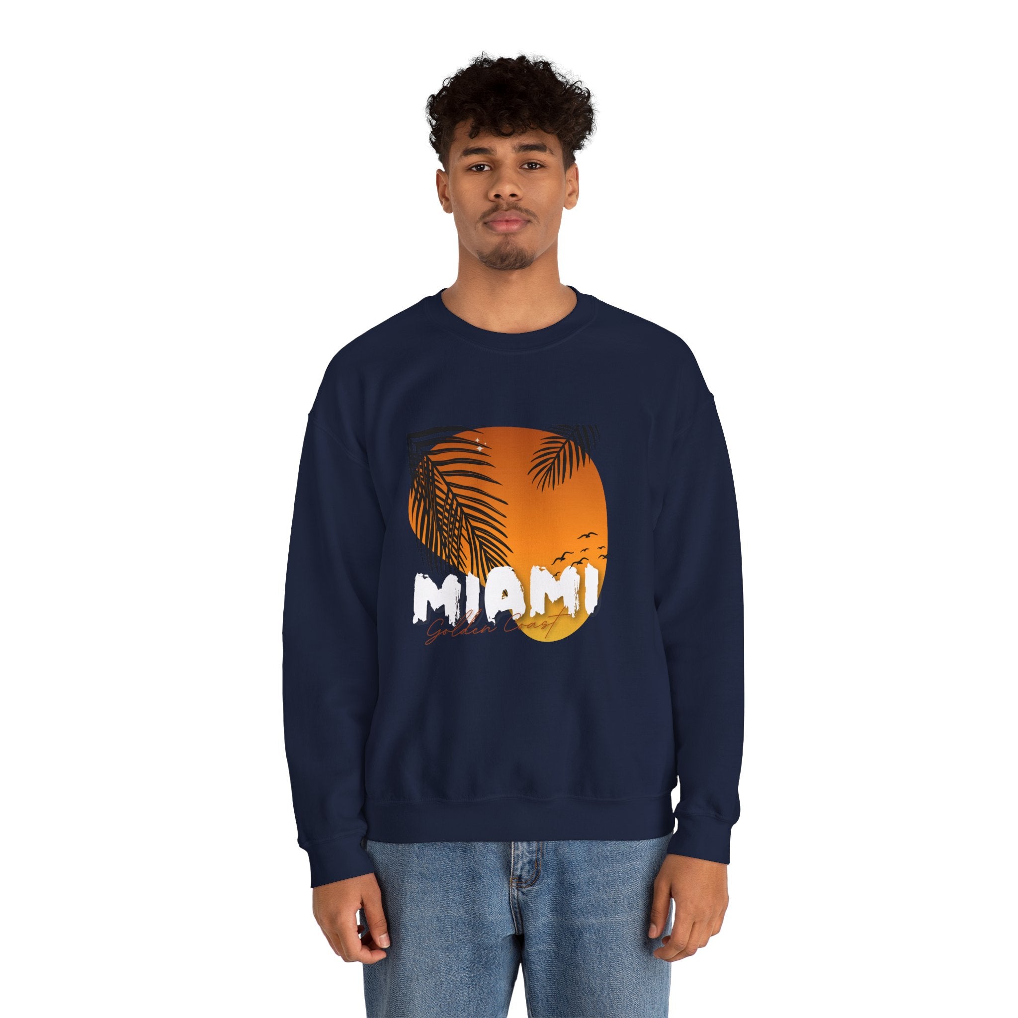 Miami Sunset Crewneck Sweatshirt, Beach Vibes Apparel, Unisex Casual Wear, Summer Fashion