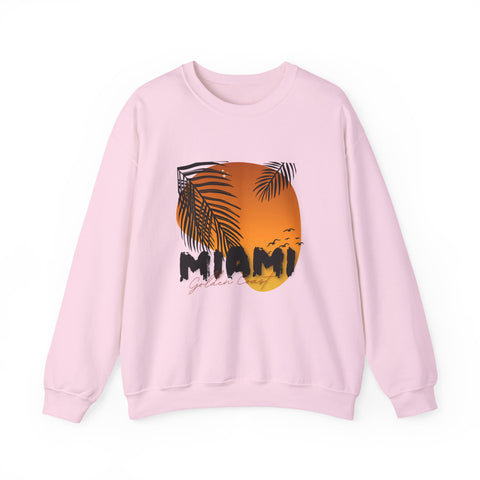 Miami Sunset Crewneck Sweatshirt, Beach Vibes Apparel, Unisex Casual Wear, Summer Fashion
