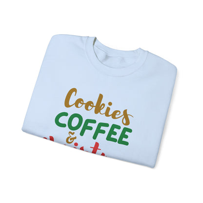 Christmas Cheer Sweatshirt, Cozy Holiday Apparel, Unisex Crewneck, Perfect for Christmas and Winter Gatherings, Gift for Coffee Lovers