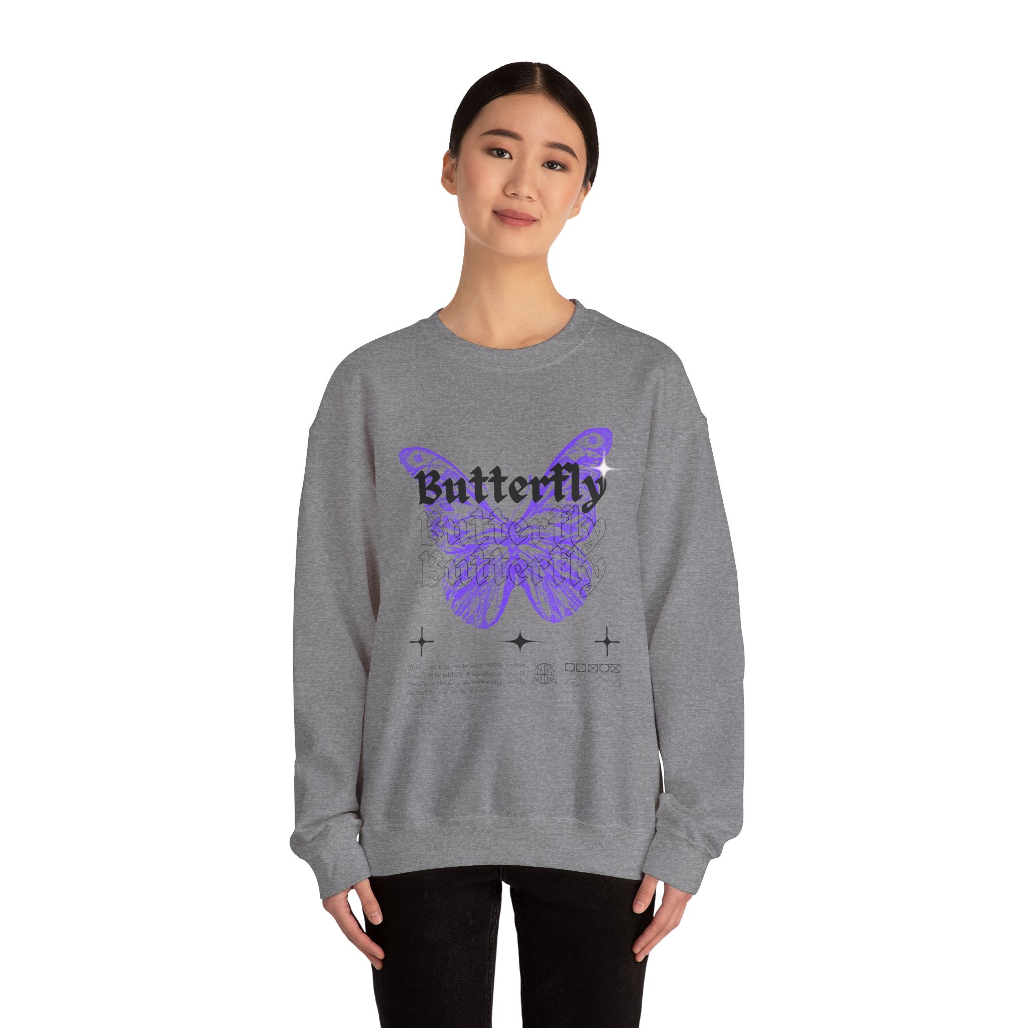 Butterfly Graphic Crewneck Sweatshirt, Unisex Sweatshirt, Cozy,Streetwear Fashion, Spring Wardrobe Essential, Butterfly Lover's Gift