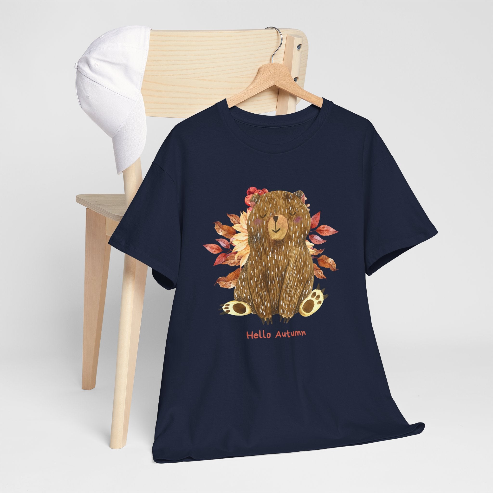 Cozy Autumn Bear Tee, Perfect for Fall Celebrations, Casual Wear, Unisex Cotton T-Shirt, Cute Autumn Apparel