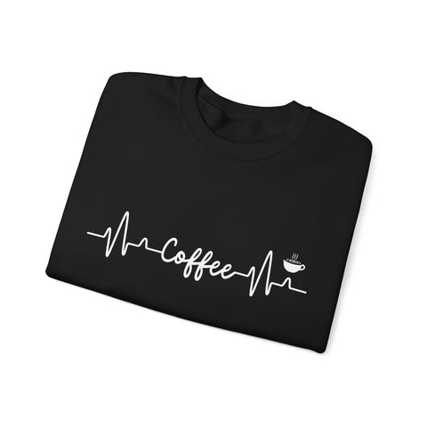 Coffee Heartbeat Crewneck Sweatshirt, Cozy Gift for Coffee Lovers, Unisex Pullover, Casual Wear, Perfect for Gifting