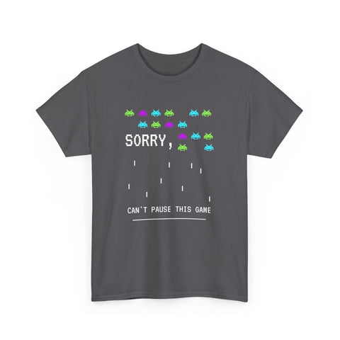 Retro Gamer Unisex Heavy Cotton Tee, Sorry Can't Pause This Game Shirt, Casual Wear T-Shirt, Fun Gaming Tee