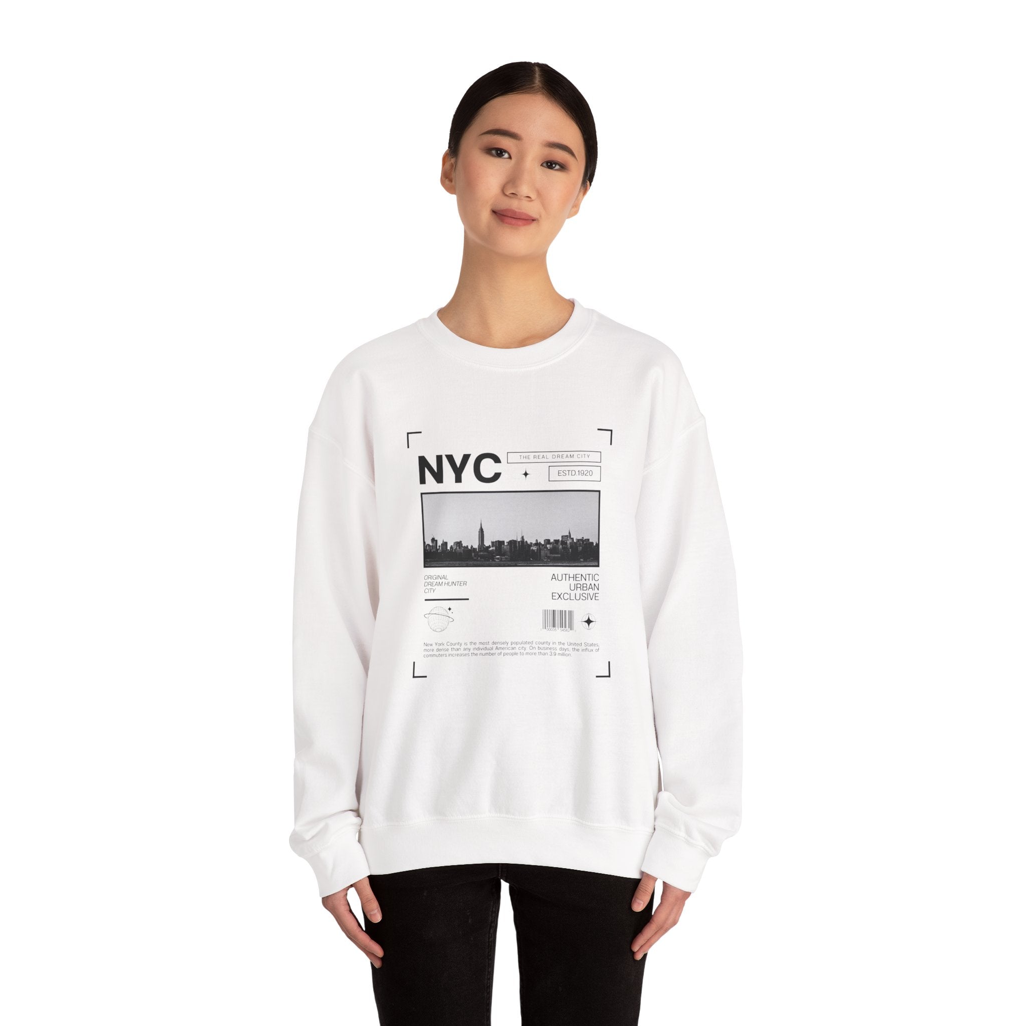 NYC Graphic Crewneck Sweatshirt - Urban Streetwear Pullover, Gift for Travelers, Unisex Sweatshirt