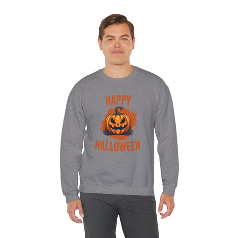 Halloween Pumpkin Crewneck Sweatshirt, Cozy Fall Sweater for Halloween, Unisex Sweatshirt, October Celebration Apparel