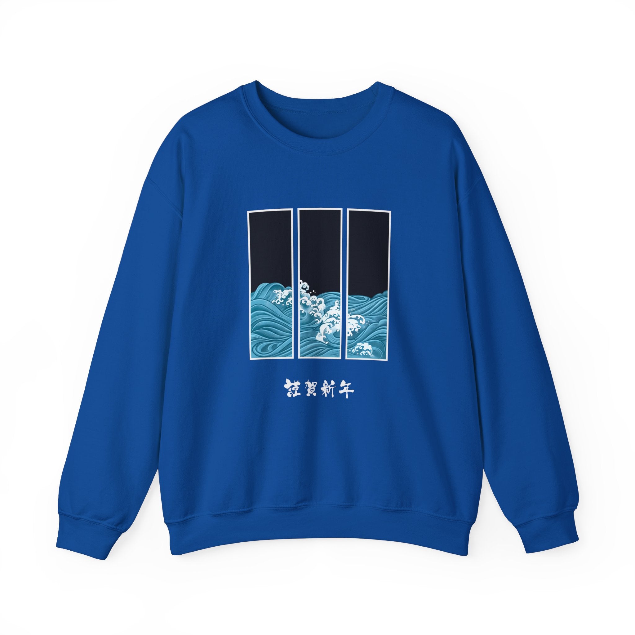 Japanese inspired Wave Art Unisex Crewneck Sweatshirt - Cozy Ocean Vibes, Perfect for Beach Lovers, Casual Wear, Summer Fashion