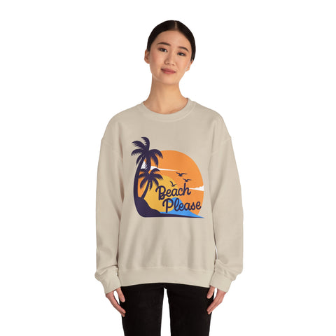 Beach Please Sweatshirt, Unisex Crewneck for Summer Vibes, Perfect for Vacations, Gifts, and Beach Days