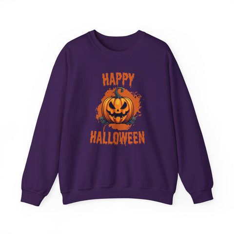 Halloween Pumpkin Crewneck Sweatshirt, Cozy Fall Sweater for Halloween, Unisex Sweatshirt, October Celebration Apparel