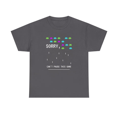 Retro Gamer Unisex Heavy Cotton Tee, Sorry Can't Pause This Game Shirt, Casual Wear T-Shirt, Fun Gaming Tee
